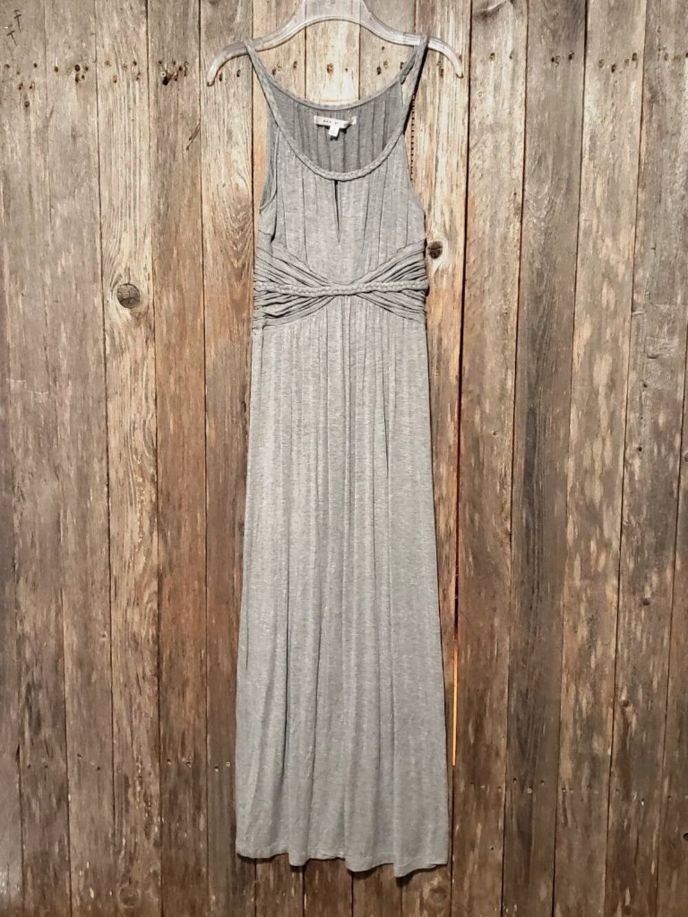 Max Studio S Maxi Dress Gray Halter Keyhole Boho Grunge Goblin Indie Earthy Goth
